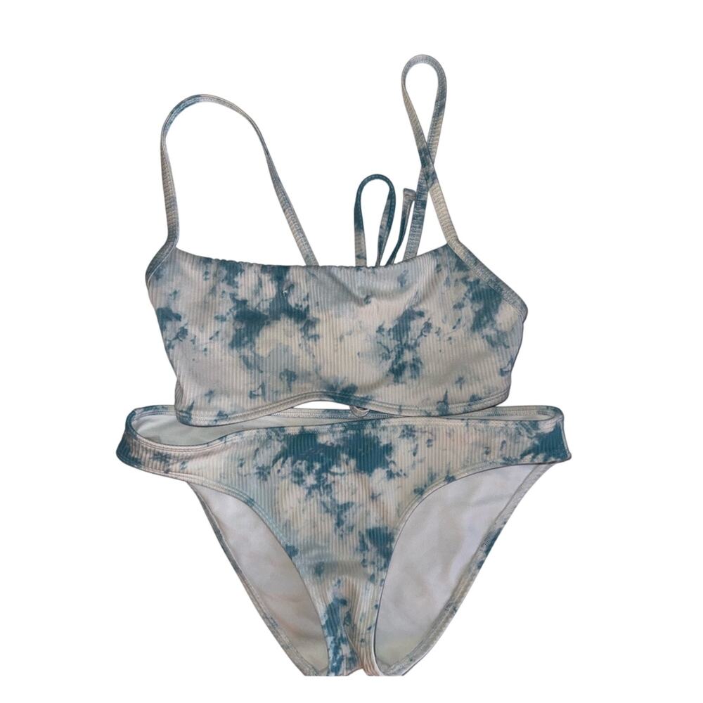 HOLLISTER ribbed tie dye tie back preppy beach summer vacation swim bikini M
